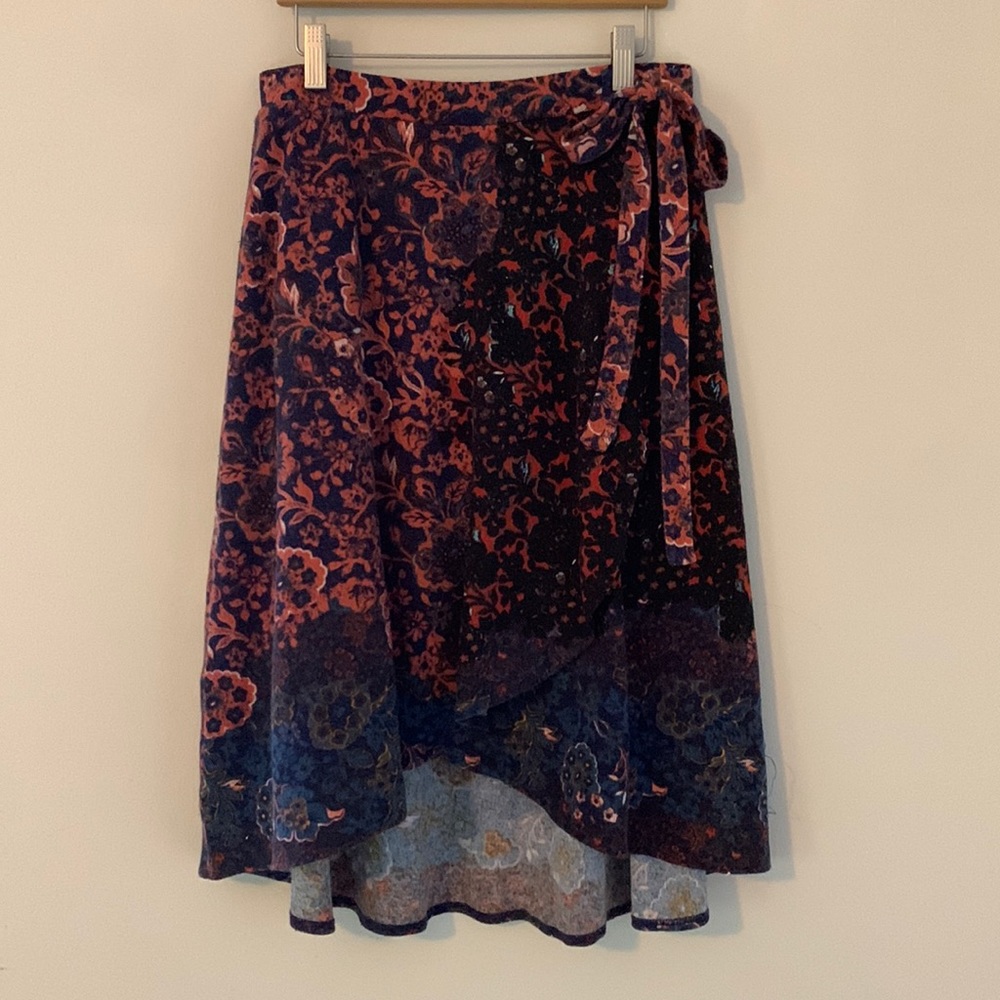 Anthropologie faux wrap hi-low skirt